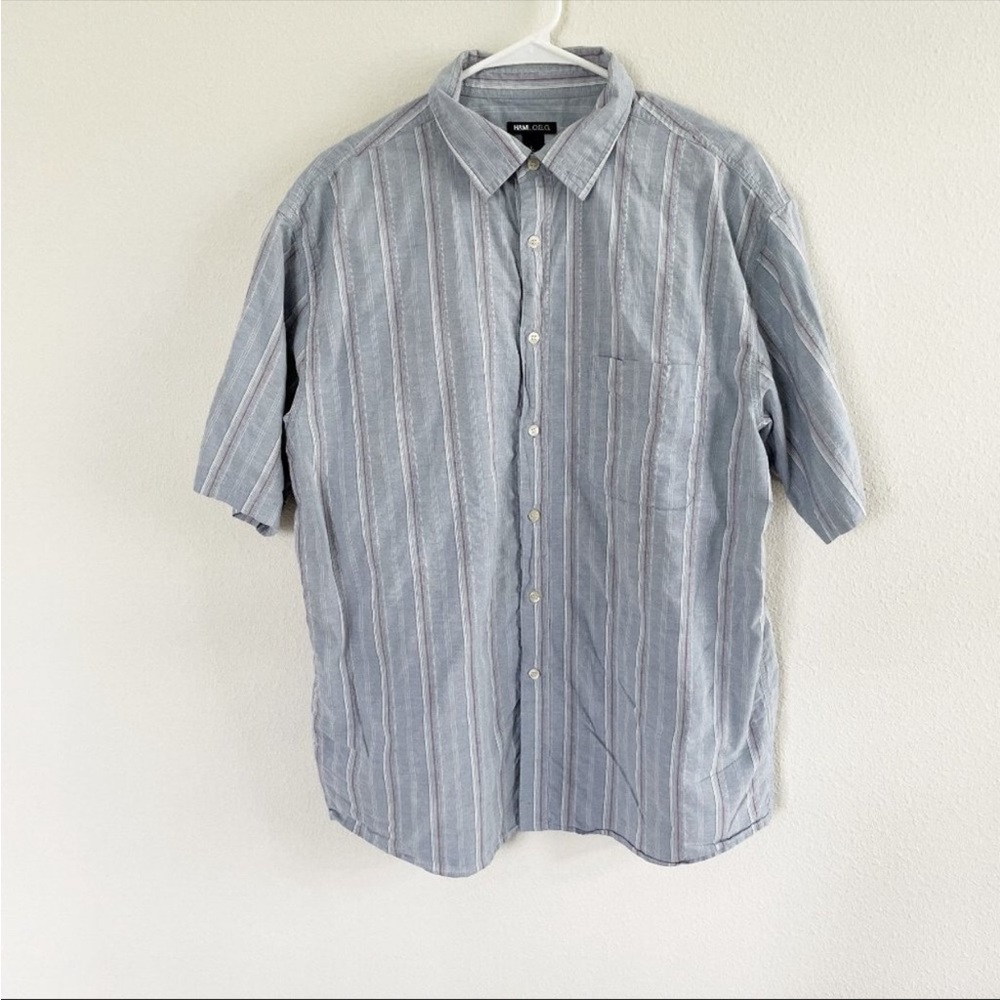 H&M L.O.G.G. Men’s striped casual short-sleeved button-up shirt